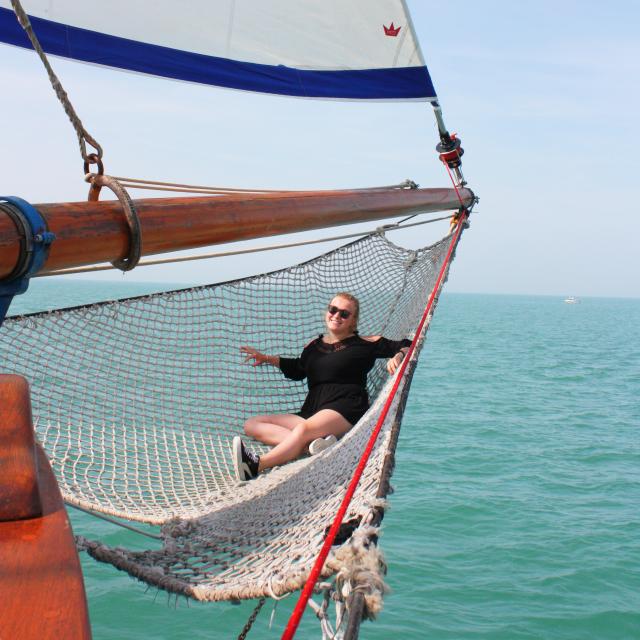 Sea trip in an old sailing boat